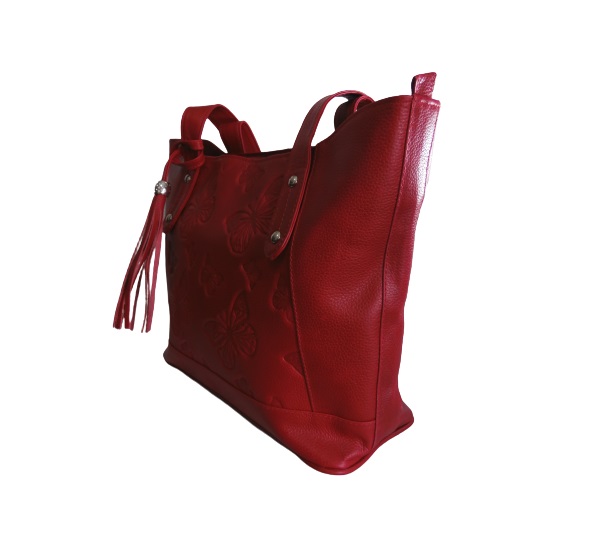 Bolso En Cuero Tipo Tote Para Mujer Calzado Guerreros Cb 112 Rojo